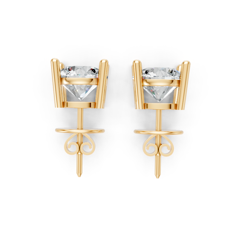 Aurevia Round Brilliant Lab Grown Diamond Basket Stud Earrings in 10 or 14 or 18K Gold