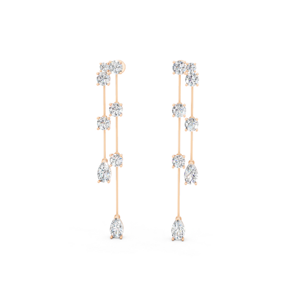 Fancy Long Statement Drop Earrings for Women with Lab Grown Diamond Station Design