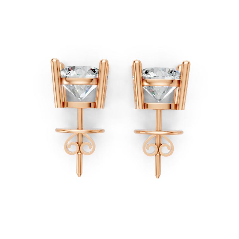 Aurevia Round Brilliant Lab Grown Diamond Basket Stud Earrings in 10 or 14 or 18K Gold