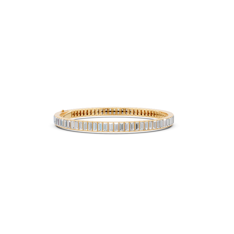 Simple White or Rose or Gold Baguette-Cut Lab Created Diamond Tennis Bracelet for Premium Styling