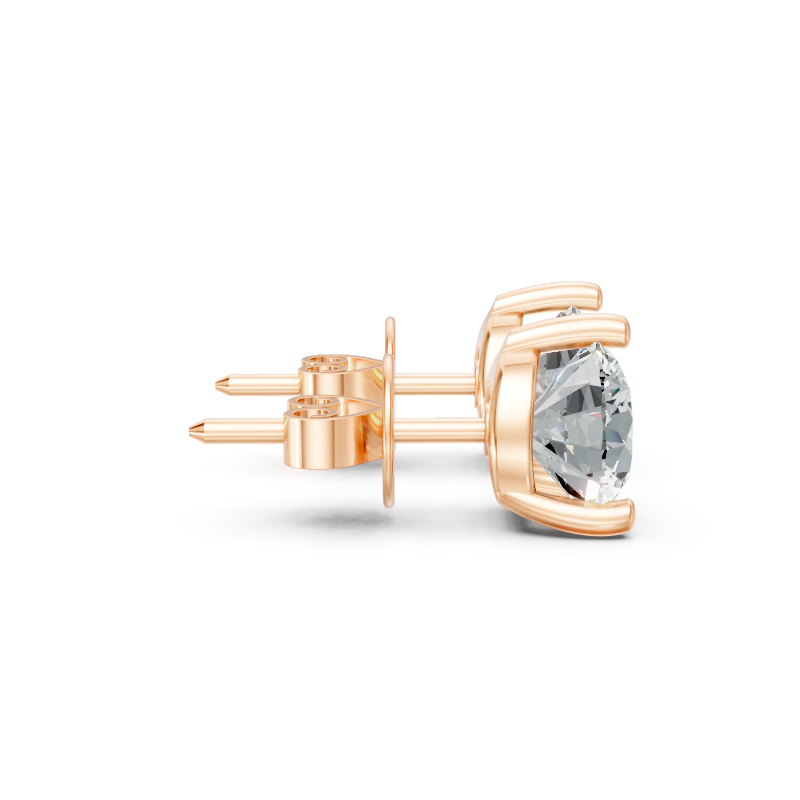 Aurielle Round Brilliant Diamond Solitaire Stud Earrings in 10 or 14 or 18K Gold