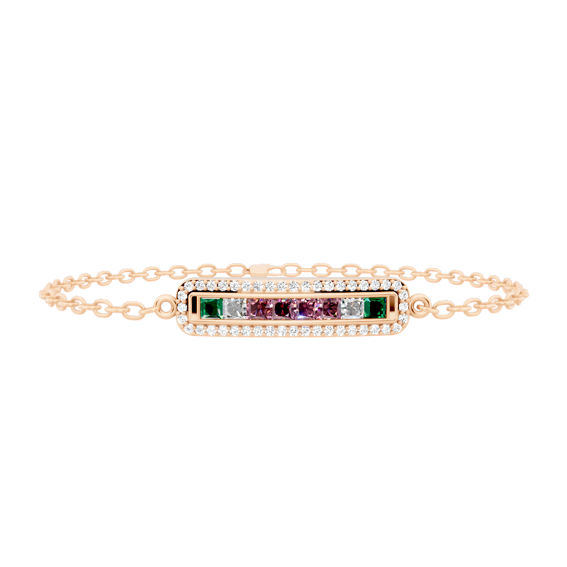 Aurora Spectrum Multi-Colour Brilliant Lab Grown Diamond Bracelet in White or Rose or Gold