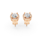 Aurielle Round Brilliant Lab Grown Diamond Halo Stud Earrings in Gold