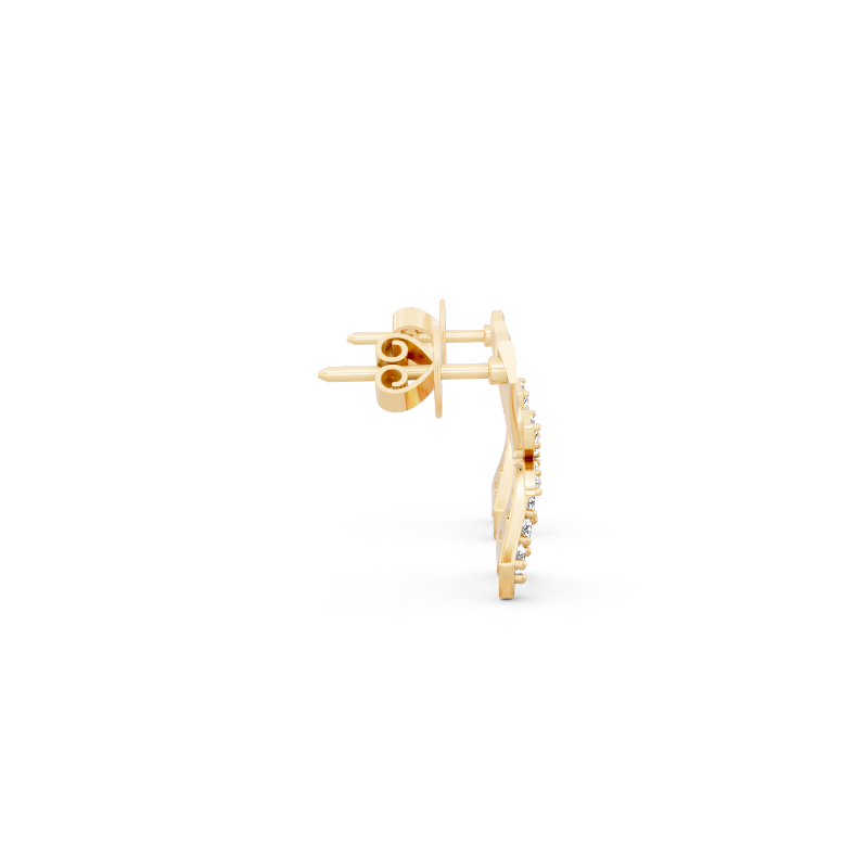 Aurelia Prism Kite Stud Earrings in Gold with Round Brilliant Lab Grown Diamonds