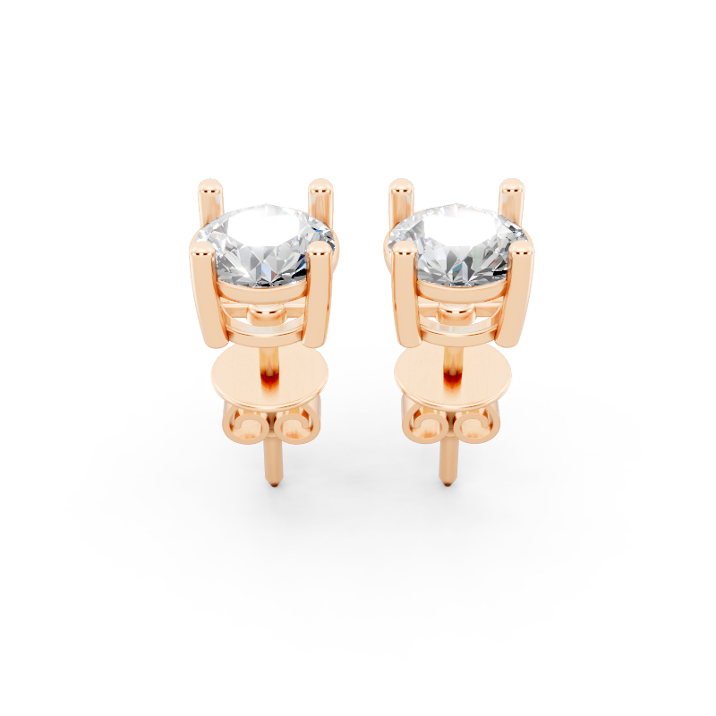 Valoria Round Solitaire Lab Grown Diamond Stud Earrings in 10 or 14 or 18K Gold