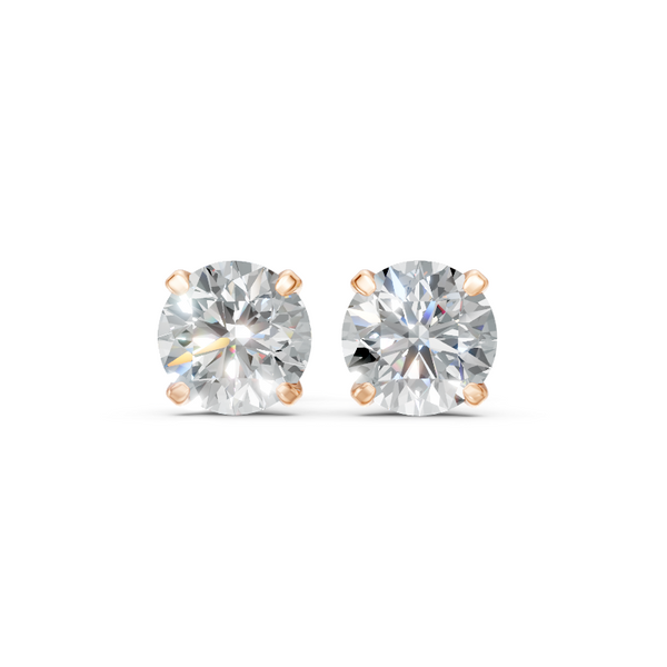 Elaria Square Brilliant Lab Grown Diamond Basket Stud Earrings in Gold & 925 Silver