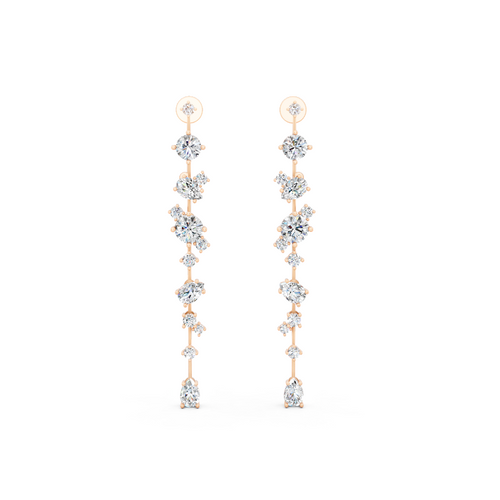 Premium Celestial Linear Cascade Lab Created Diamond Earrings with Clustered Sparkle Accents