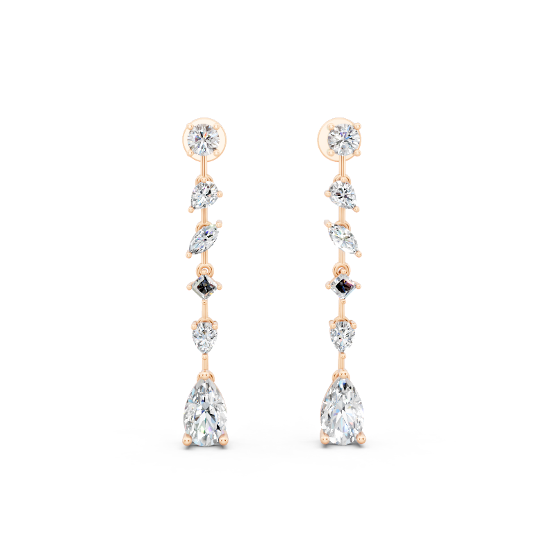 Bellara Charm Cascade Teardrop Lab Grown Diamond Earrings for Birthday Gift