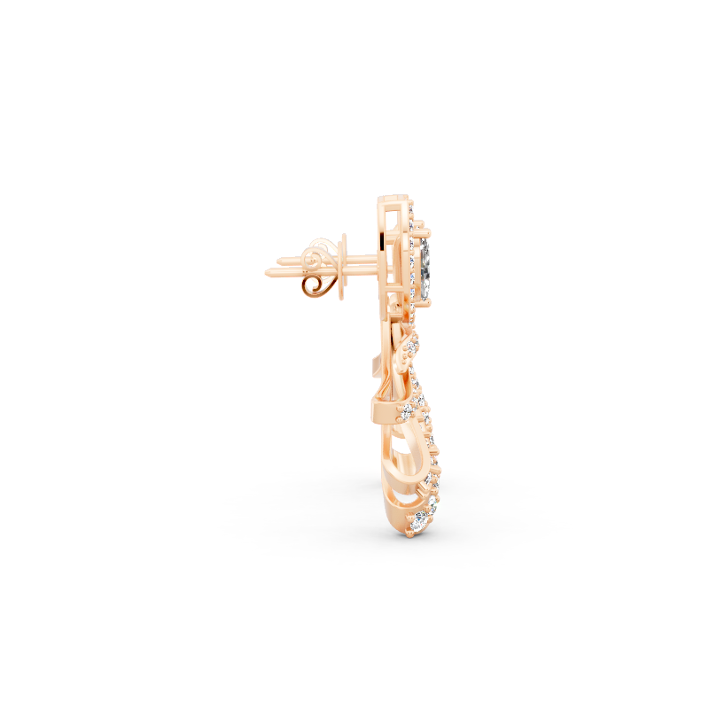 Premium Leaf Drop Stud Marquise Cut Lab Created Diamond Earrings with Pave-Style Sparkle Accents