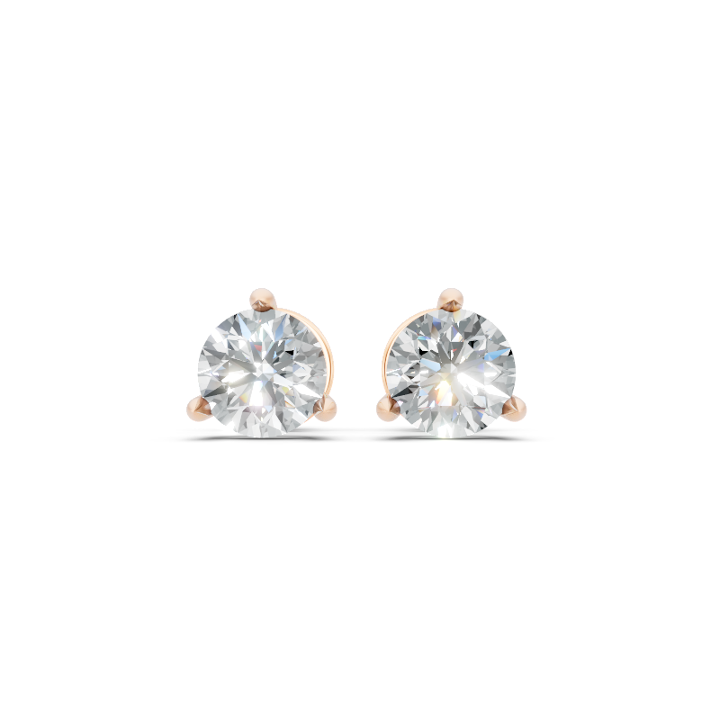 Classic Round Lab Grown Diamond Solitaire Stud Earrings with Refined Three-Prong Setting
