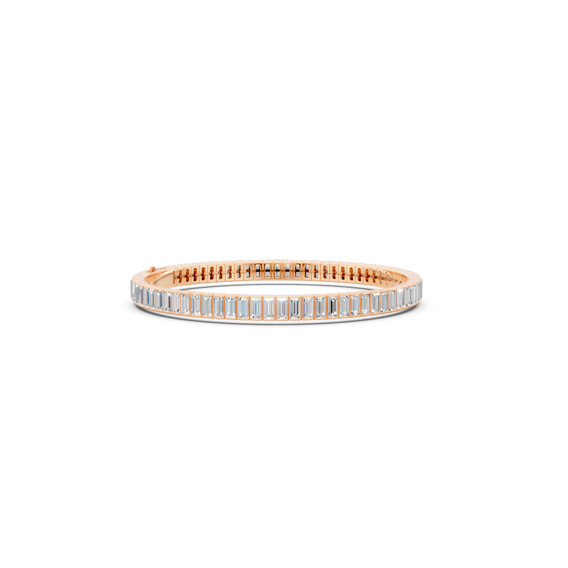 Simple White or Rose or Gold Baguette-Cut Lab Created Diamond Tennis Bracelet for Premium Styling