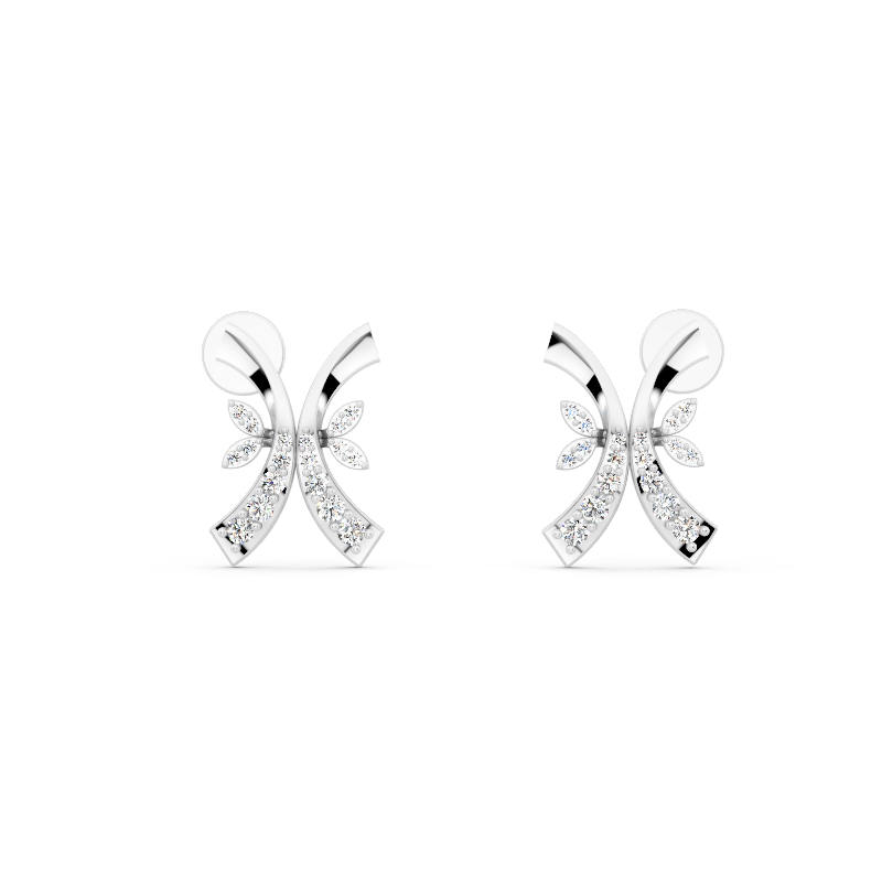 Aurelia Prism Kite Stud Earrings in Gold with Round Brilliant Lab Grown Diamonds