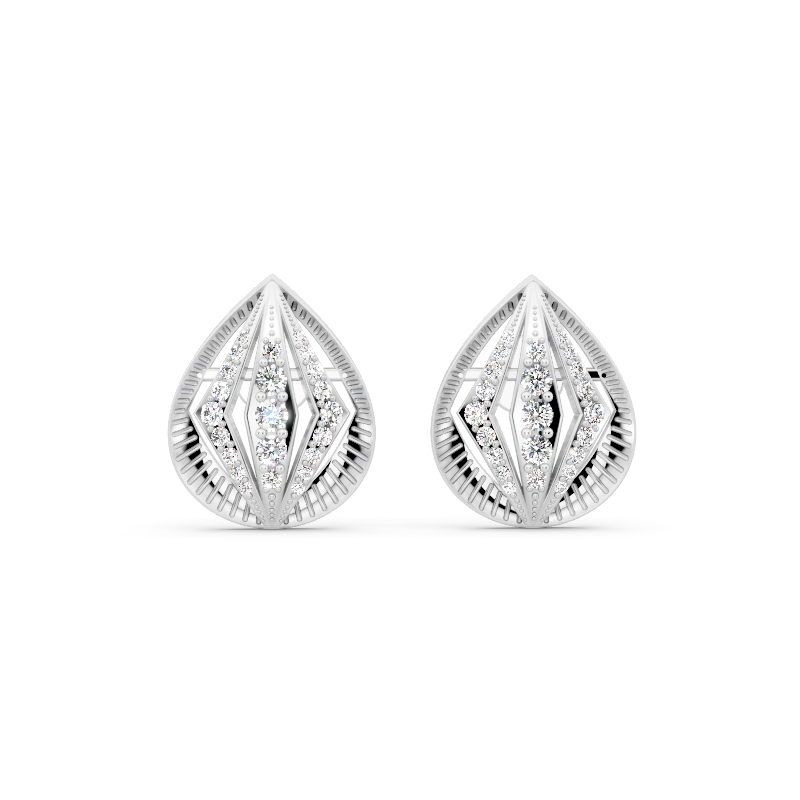 Seraphina Teardrop Filigree Stud Earrings with Round Brilliant Lab Created Diamond