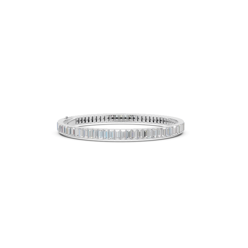 Simple White or Rose or Gold Baguette-Cut Lab Created Diamond Tennis Bracelet for Premium Styling