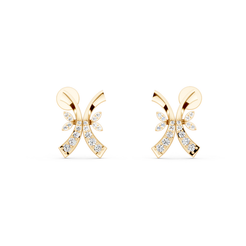 Aurelia Prism Kite Stud Earrings in Gold with Round Brilliant Lab Grown Diamonds