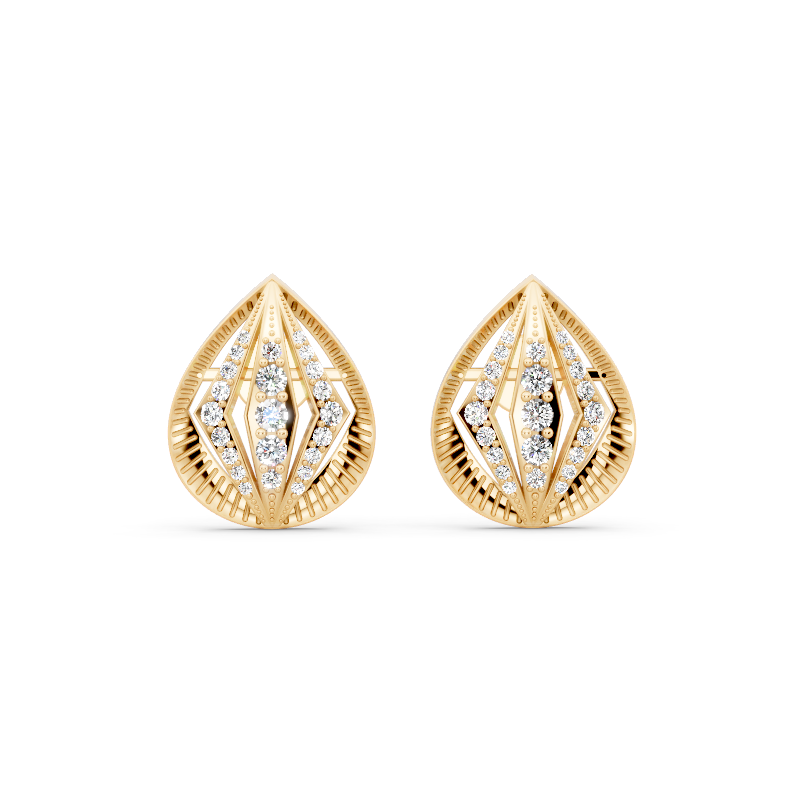 Seraphina Teardrop Filigree Stud Earrings with Round Brilliant Lab Created Diamond