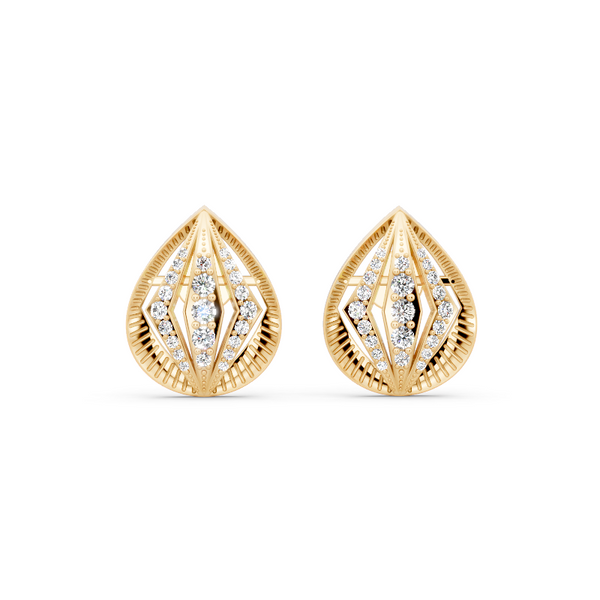 Seraphina Teardrop Filigree Stud Earrings with Round Brilliant Lab Created Diamond