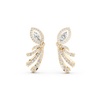 Premium Leaf Drop Stud Marquise Cut Lab Created Diamond Earrings with Pave-Style Sparkle Accents