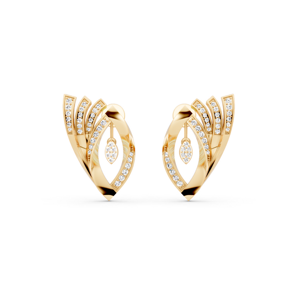 Sparkling Aurelia Fanlight Marquise Stud Lab Created Diamond Earrings in Gold with Pave Setting