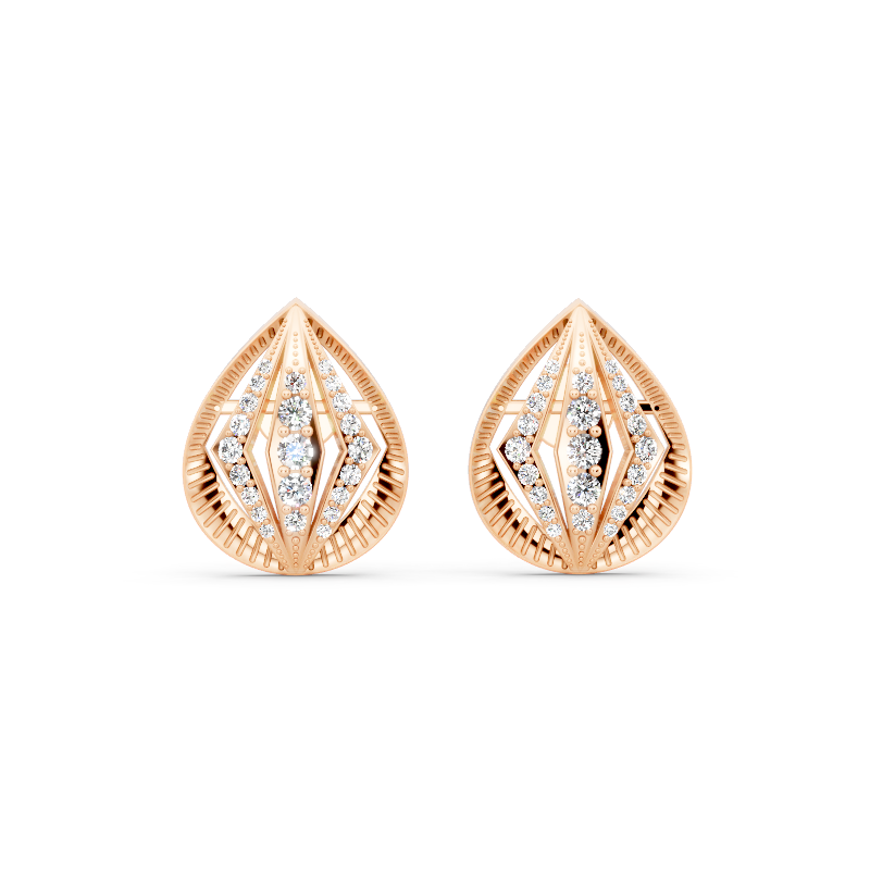 Seraphina Teardrop Filigree Stud Earrings with Round Brilliant Lab Created Diamond