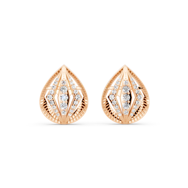Seraphina Teardrop Filigree Stud Earrings with Round Brilliant Lab Created Diamond