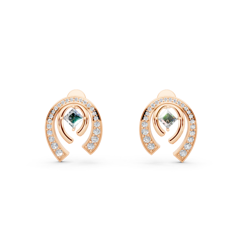 Aurelia Arch Halo Stud Lab Created Diamond Earrings for Anniversary & Birthday Gifts for Her