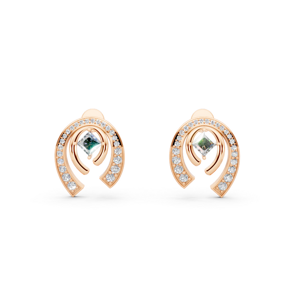 Aurelia Arch Halo Stud Lab Created Diamond Earrings for Anniversary & Birthday Gifts for Her