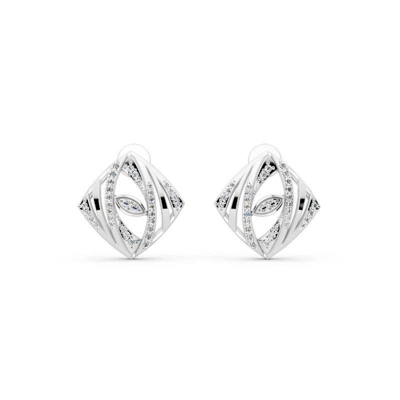 Elegant Kite Stud Earrings with Round Brilliant-Style Lab Created Diamond Accents for Women