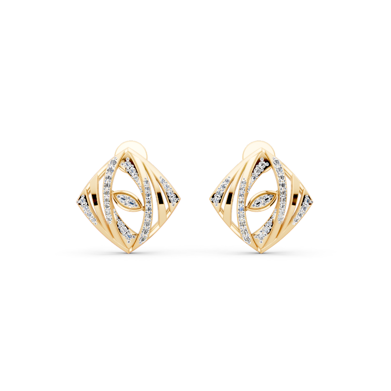 Elegant Kite Stud Earrings with Round Brilliant-Style Lab Created Diamond Accents for Women