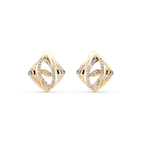 Elegant Kite Stud Earrings with Round Brilliant-Style Lab Created Diamond Accents for Women