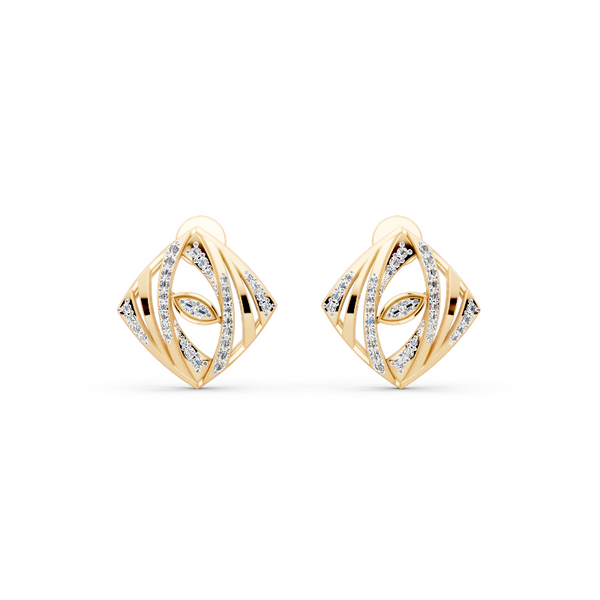 Elegant Kite Stud Earrings with Round Brilliant-Style Lab Created Diamond Accents for Women