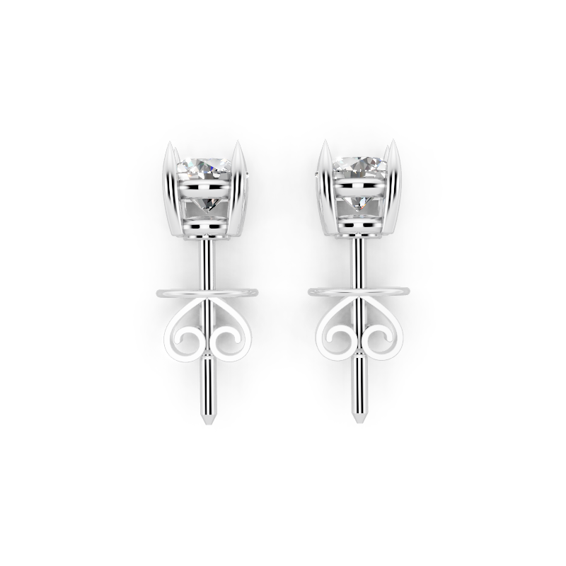 Classic Round Solitaire Lab Grown Diamond Stud Earrings for Women