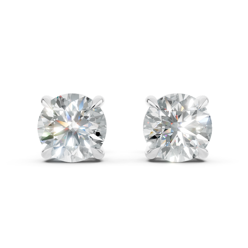Classic Gold Solitaire Round Cut Lab Created Diamond Stud Earrings for Her