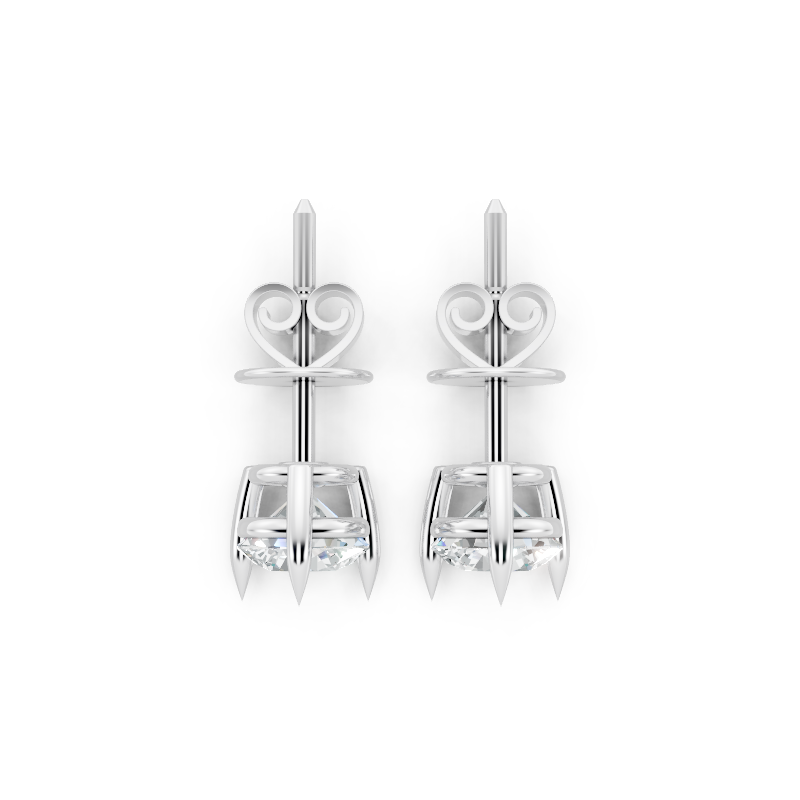 Classic Round Lab Grown Diamond Solitaire Stud Earrings with Refined Three-Prong Setting