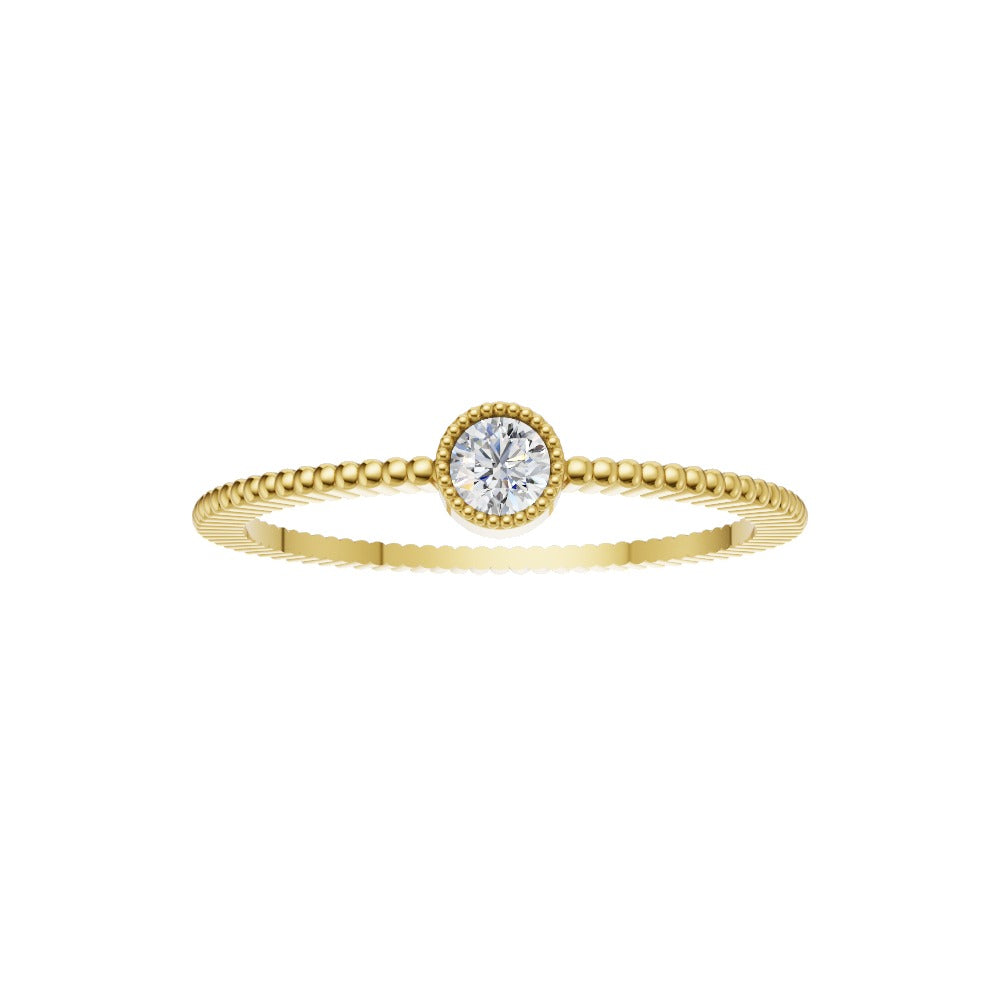 Celeste Beaded Solitaire Diamond Ring