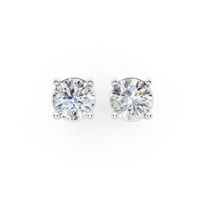 Valoria Round Solitaire Lab Grown Diamond Stud Earrings in 10 or 14 or 18K Gold