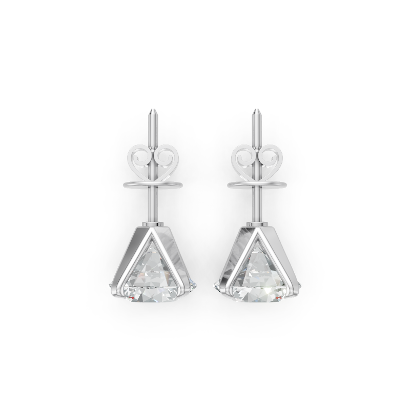 Elaria Square Brilliant Lab Grown Diamond Basket Stud Earrings in Gold & 925 Silver