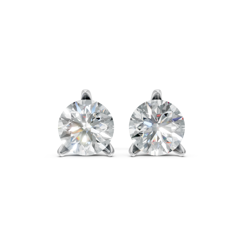 Simple Round Cut Lab Grown Diamond Solitaire Stud Earrings for Women