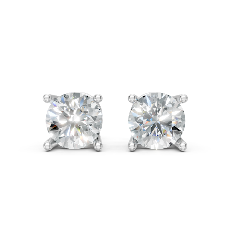 Aurevia Round Brilliant Lab Grown Diamond Basket Stud Earrings in 10 or 14 or 18K Gold