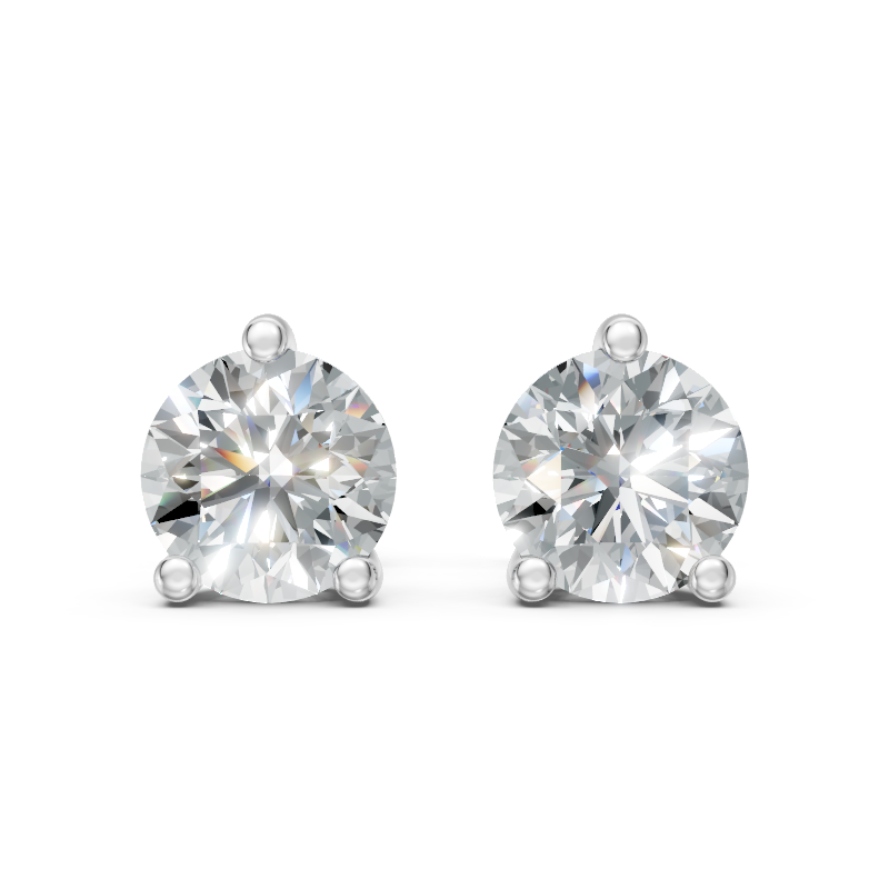 Aurielle Round Brilliant Diamond Solitaire Stud Earrings in 10 or 14 or 18K Gold