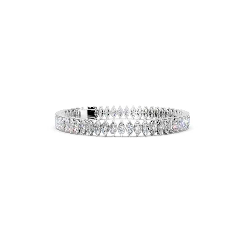 Modern Leaf Marquise Cut Lab Grown Diamond Tennis Bracelet with Luxury Styling