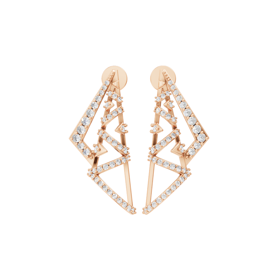 Astra Geometric Pavé Arc Earrings in White or Rose or Gold Tone with Brilliant Lab Grown Diamond