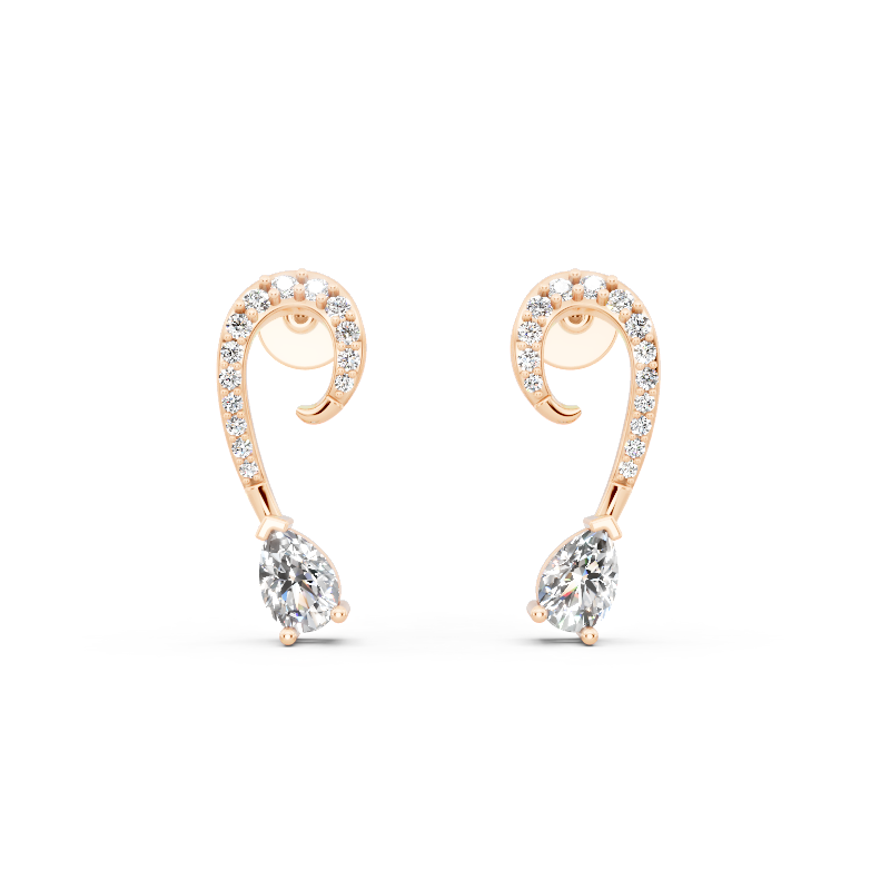 Elegant Open Hoop Stud Lab Created Earrings with Pavé-Style Sparkle for Women
