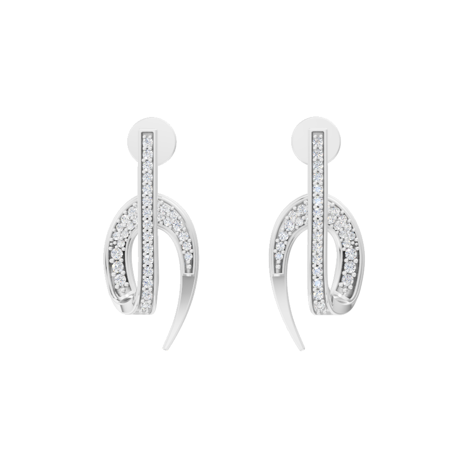 Elegant Crescent Stud Drop Lab Grown Diamond Earrings with Pavé-Style Sparkle for Women