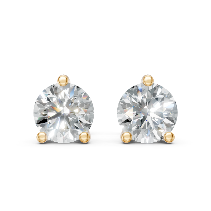 Aurielle Round Brilliant Diamond Solitaire Stud Earrings in 10 or 14 or 18K Gold