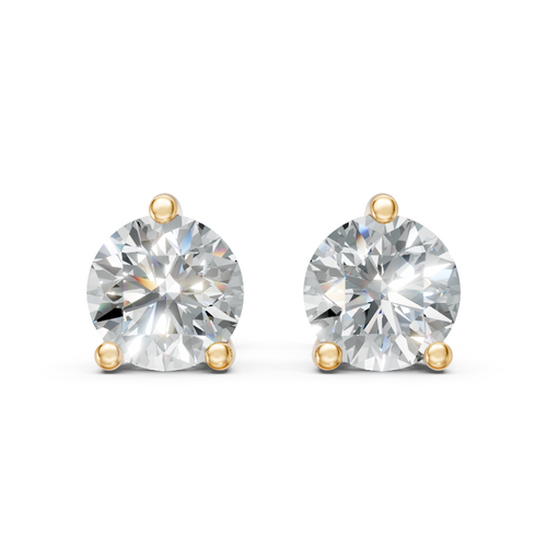 Aurielle Round Brilliant Diamond Solitaire Stud Earrings in 10 or 14 or 18K Gold