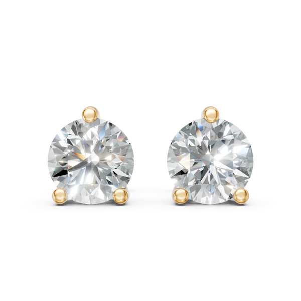 Aurielle Round Brilliant Diamond Solitaire Stud Earrings in 10 or 14 or 18K Gold