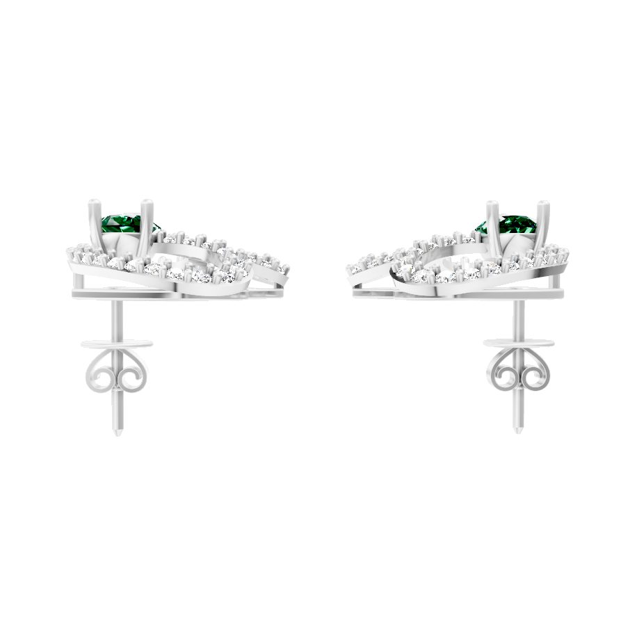 Elysian Green Pear Cut Halo Lab Grown Diamond Earrings in 10 or 14 or 18K Gold