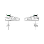 Elysian Green Pear Cut Halo Lab Grown Diamond Earrings in 10 or 14 or 18K Gold