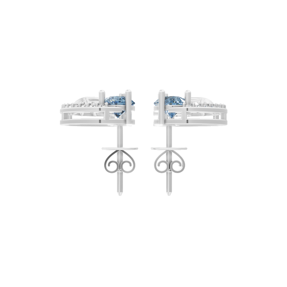 Premium Blue Pear Cut Lab Grown Diamond Openwork Earrings with Pave-Style Sparkle